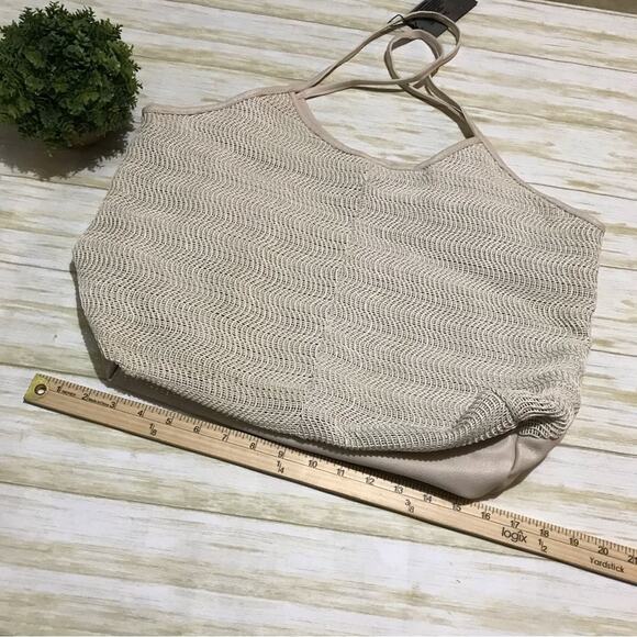 Street Level NWT Cream White Woven Mesh Large Beach Vacation Tote Bag Purse - Picture 9 of 10